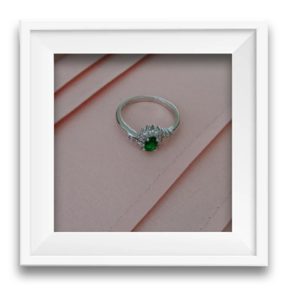 Sterling Silver Lab Created Emerald Ring